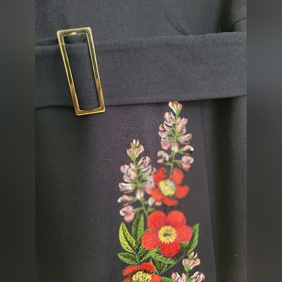 Ted Baker London Silia Kirstenbosch Embroidered Dress Blue Belt Long Sleeve XS - Picture 9 of 16